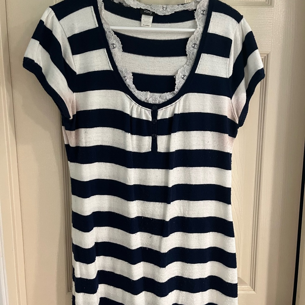 Striped Navy and White Women's Top